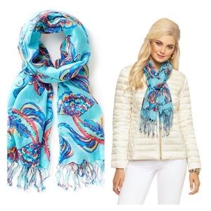 Lilly Pulitzer Murfee Scarf Blue Betta Koi Fish